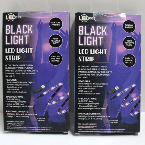 2 Boxes (Contains 1 Each) Black Light LED Light Strip - USB Powered - Picture 2 of 9